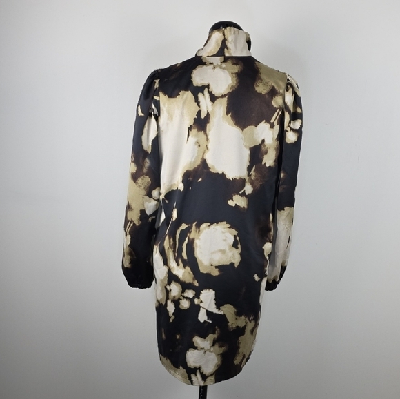 Birds‑of‑North‑America — Black & Cream Print Long‑Sleeve Mini Shirt‑Dress — Size - Picture 9 of 11